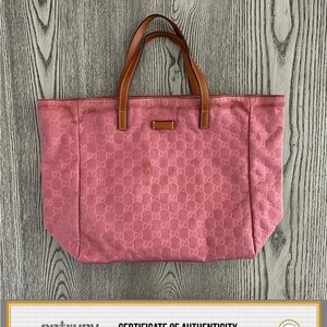 GUCCI GG Tote Bag Nylon Pink